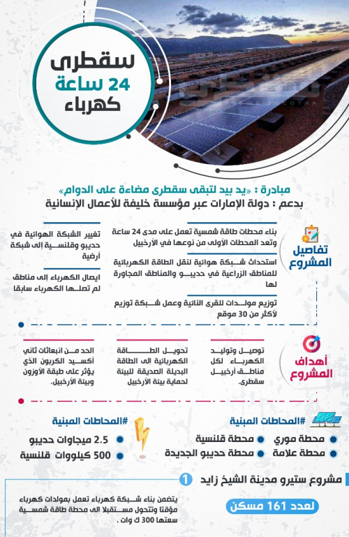 كيف ساهمت الإمارات بتوفير كهرباء لسقطرى  على مدار الساعة  سقطرى